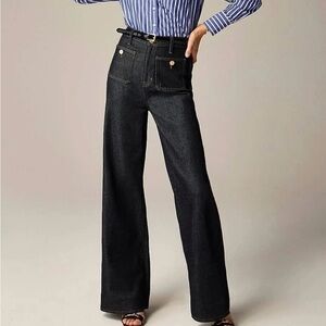 J. Crew Denim Trouser Jeans ‘96 Wide Leg Sailor Size 30 BX941 Dark Wash Gold